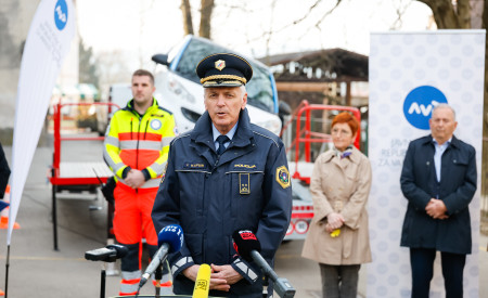 Vodja Sektorja prometne policije na Generalni policijski upravi mag. Ivan Kapun med govorom
