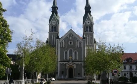 190424 Trnovska cerkev Plečnikov most drevesa KINovak