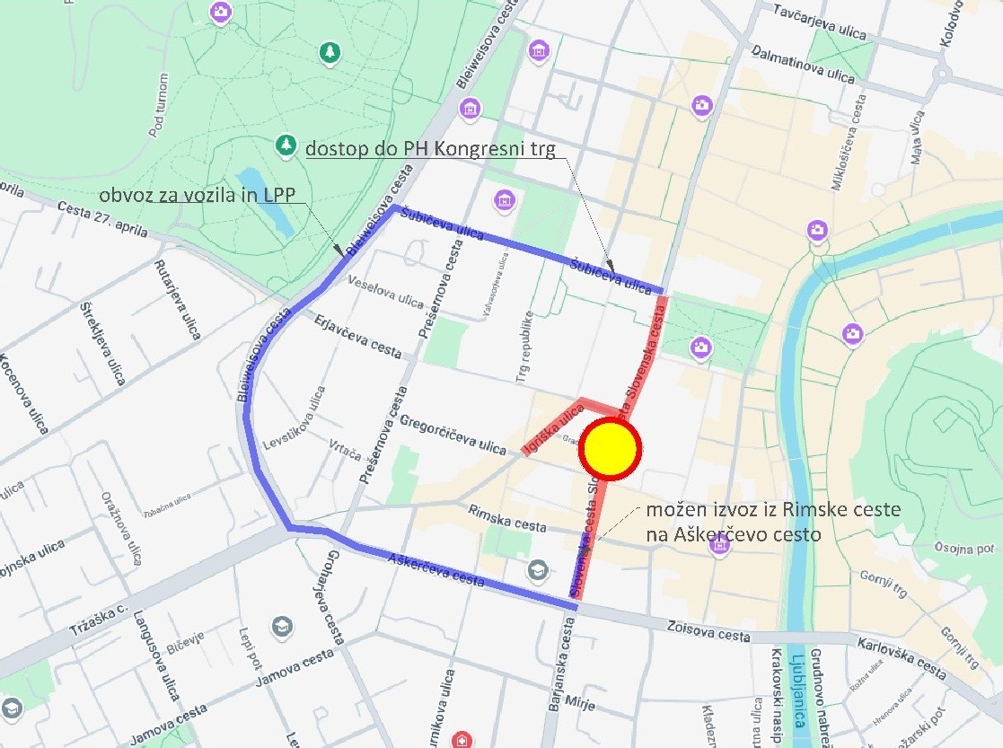 Zemljevid zapore in obvoz