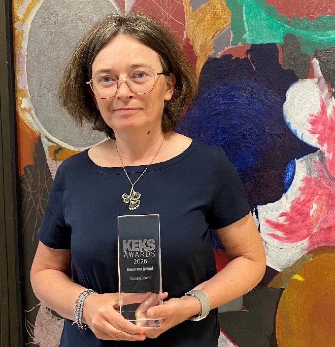 Katarina Gorenc ob prejemu priznanja Keks Awards 2026