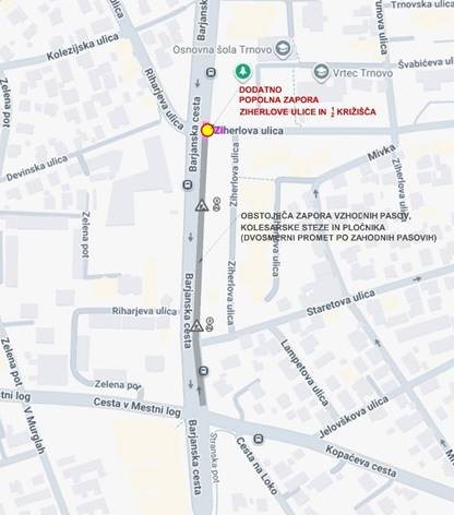 Zemljevid zapore Ziherlova-Barjanska