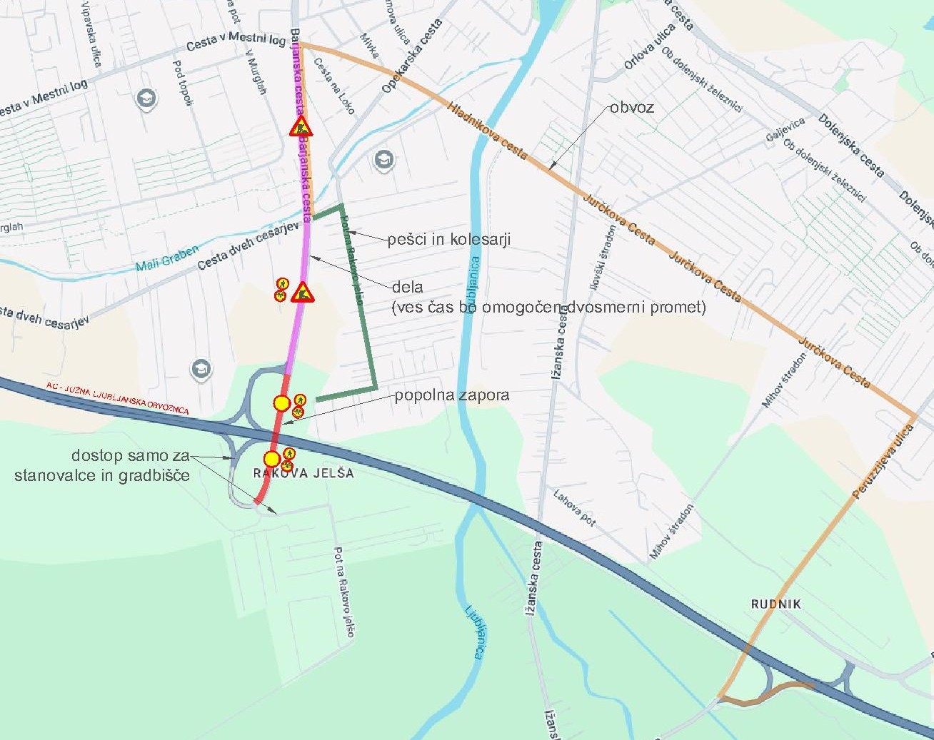 Zemljevid ureditve Barjanske ceste