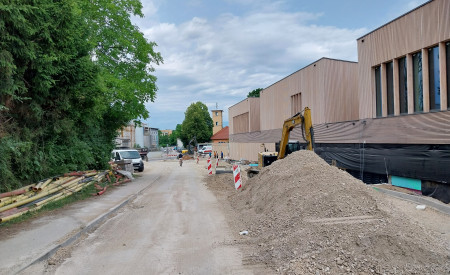 gradbišče pred Kopališčem Vevče