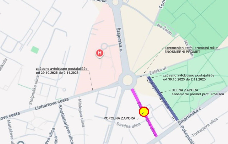 skica zapore Flajšmanove in Pokopališke ulice