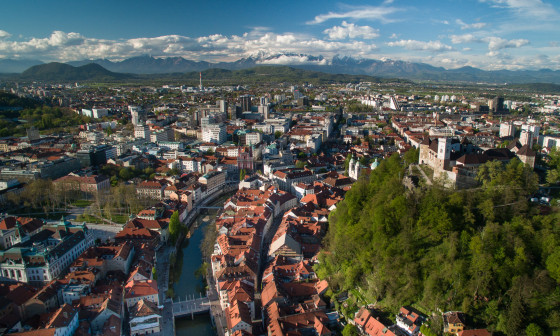 pogled na Ljubljano iz zraka