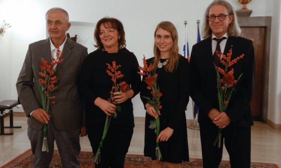 letošnji Rožančevi nagrajenci: Stevan Paspalj, Marta Bon, Maruša Mišmaš Zrimšek in Primož Kališnik 