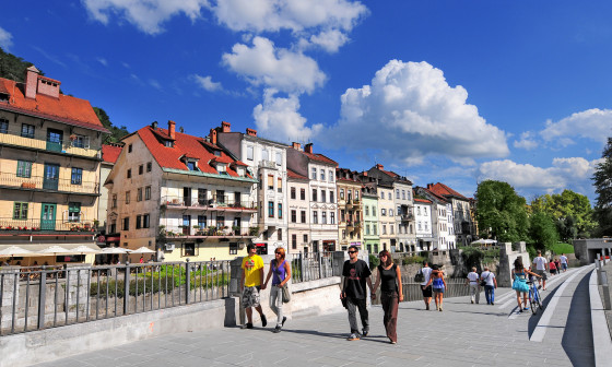 turisti v središču Ljubljane