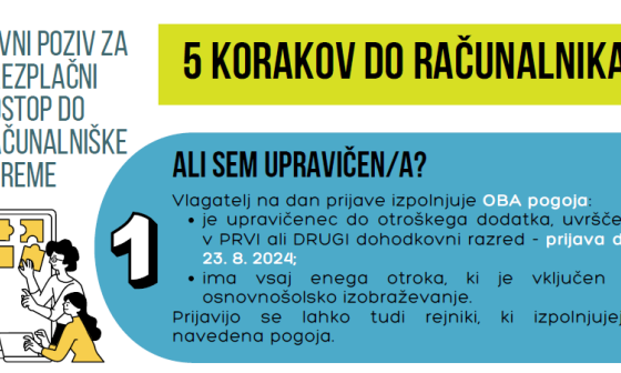 Banner Brezsplacni dostop do racunalniske opreme. Vir: Javni štipendijski, razvojni, invalidski in preživninski sklad Republike Slovenije