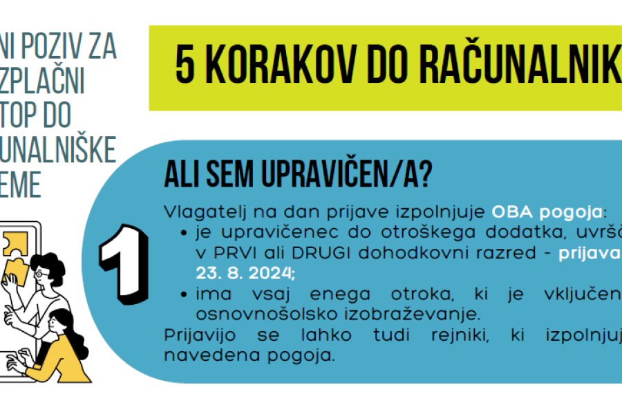 Banner Brezsplacni dostop do racunalniske opreme. Vir: Javni štipendijski, razvojni, invalidski in preživninski sklad Republike Slovenije