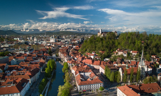 pogled na Ljubljano iz zraka
