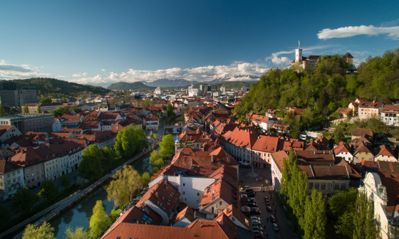 pogled na Ljubljano iz zraka