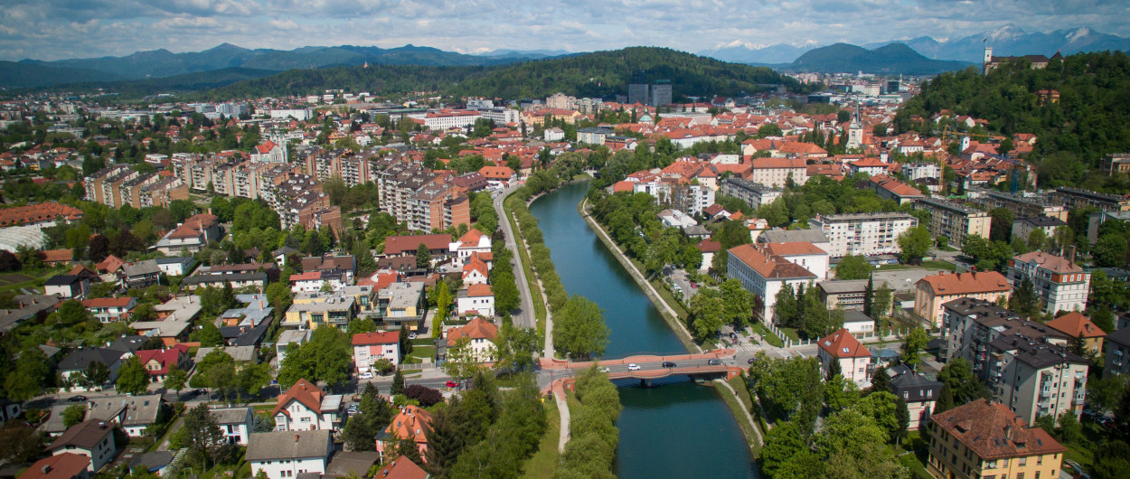 pogled na Ljubljanico iz zraka