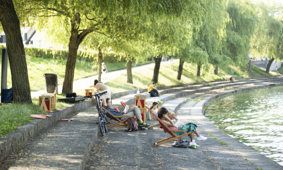 Knjižnica pod krošnjami na Trnovski plaži. Foto vir: Divja misel