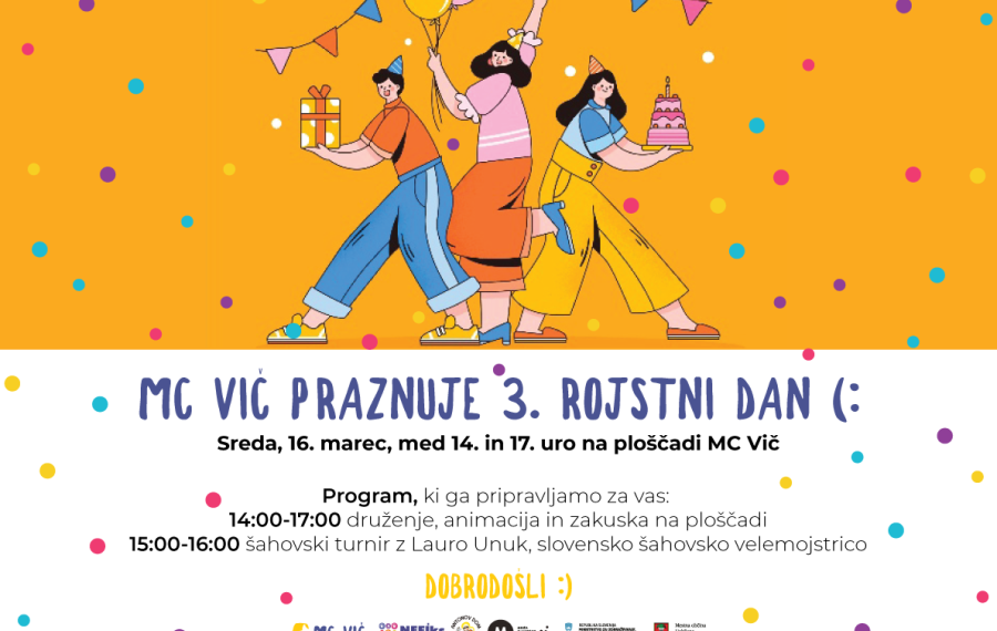 Plakat: MC Vič praznuje 3 rojstni dan 