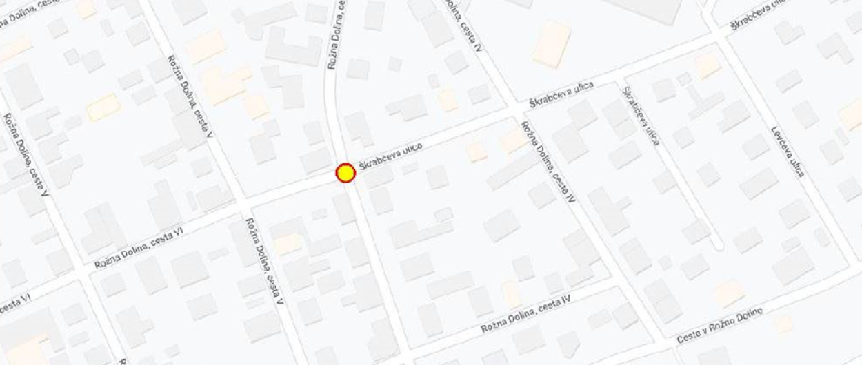 Zemljevid popolne zapore Škrabčeve ulice. Vir: LPT