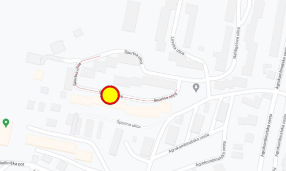 Zemljevid popolne zapore Športne ulice. Vir: LPT