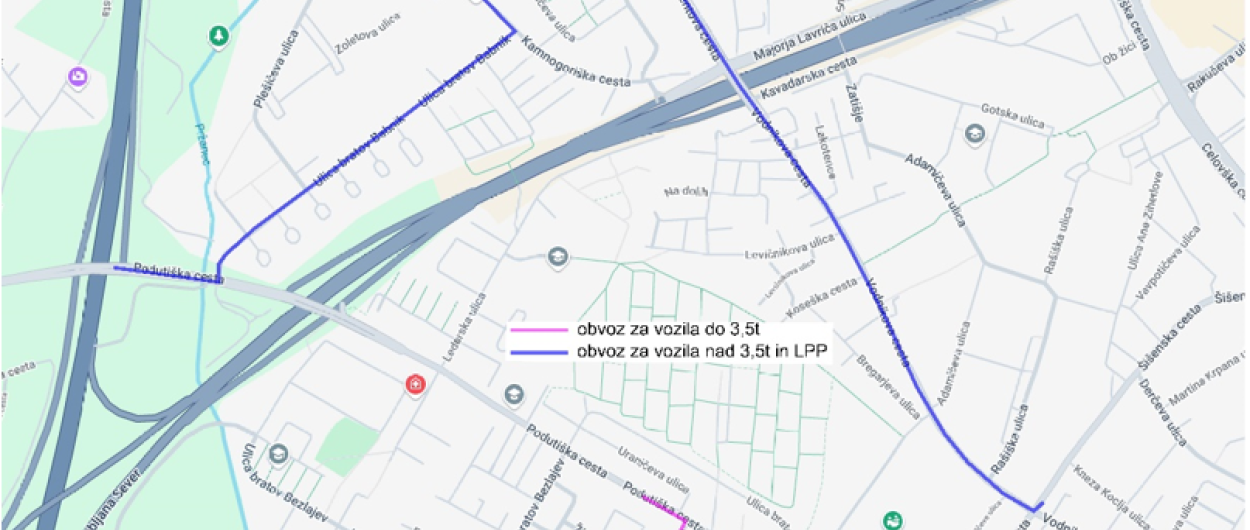 Zemljevid zapore in obvoza. Foto vir: LPT