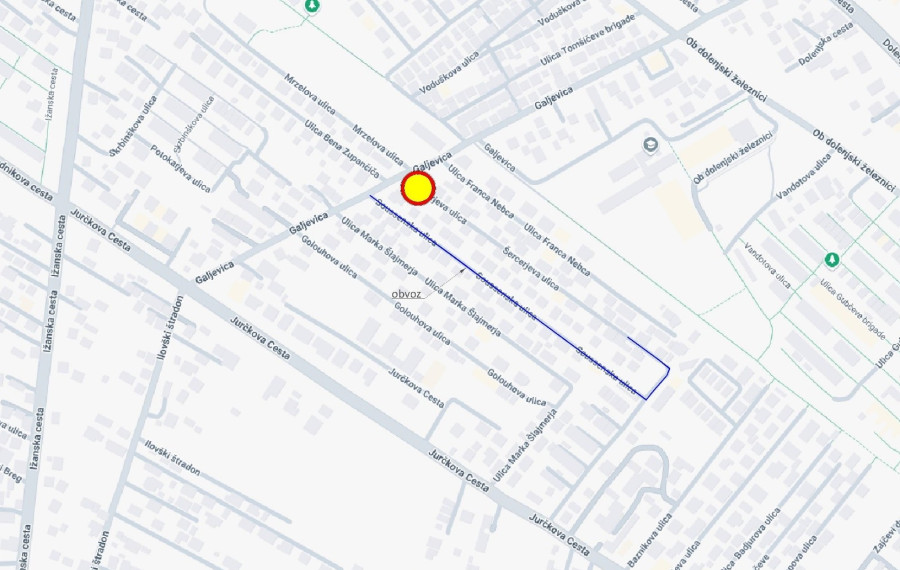 Zemljevid zapore in obvoza. Foto vir: LPT