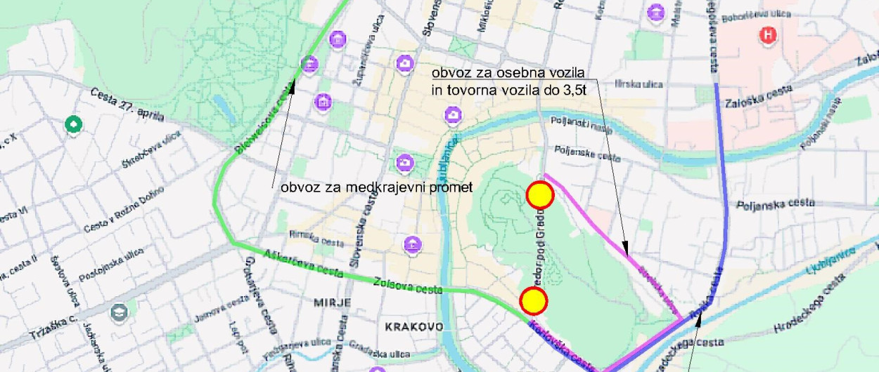 Zemljevid zapore in obvoza. Foto vir: LPT