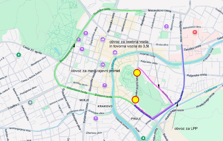 Zemljevid zapore in obvoza. Foto vir: LPT