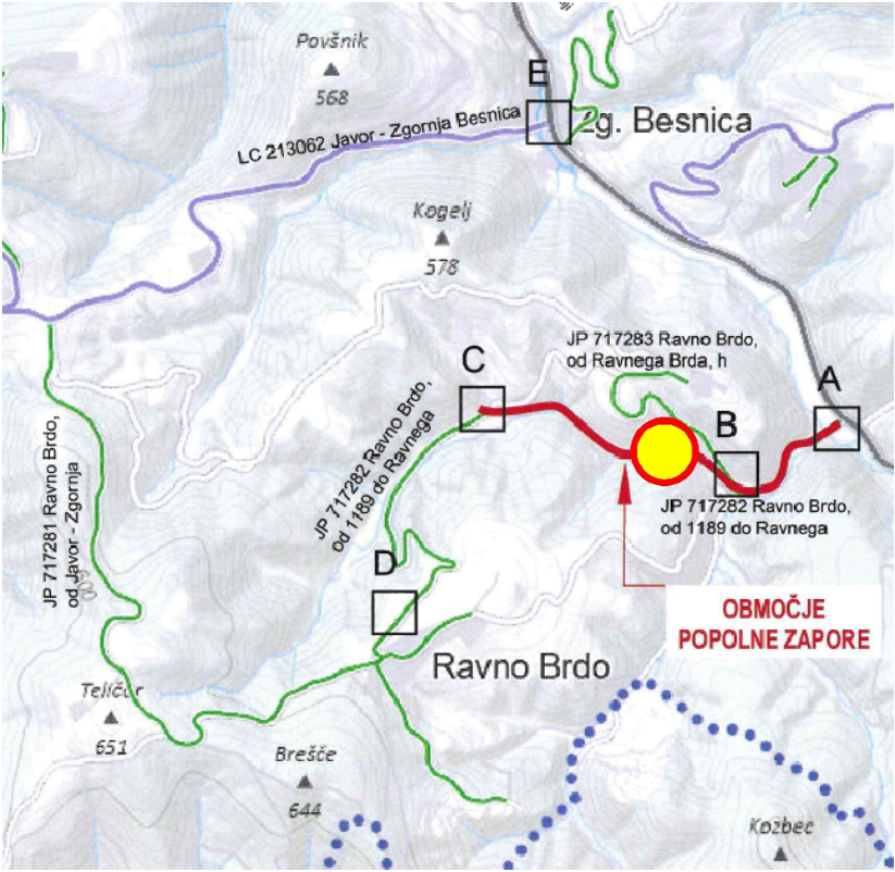 Zemljevid zapore JP 717283 Ravno Brdo