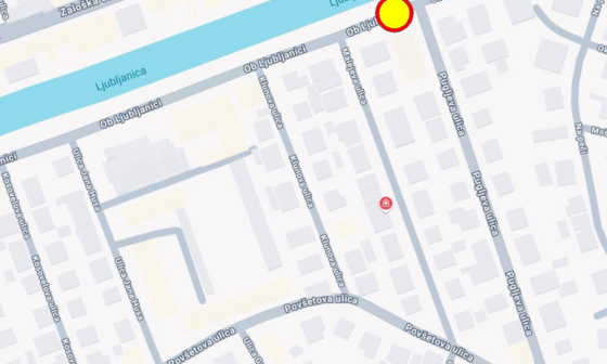 Zemljevid zapore Ob Ljubljanici vir LPT