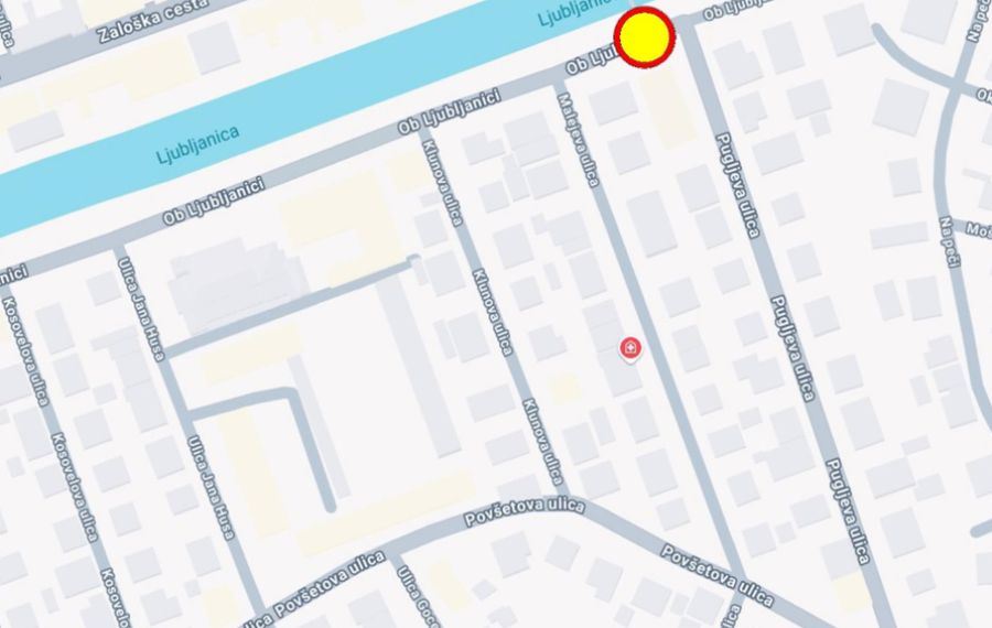 Zemljevid zapore Ob Ljubljanici vir LPT