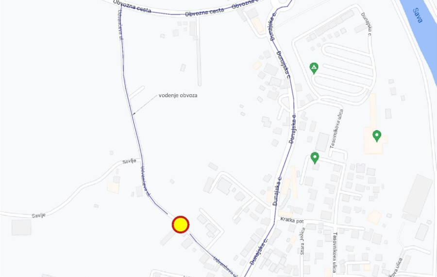 Zemljevid zapore Udavceve in obvoza. Vir: LPT