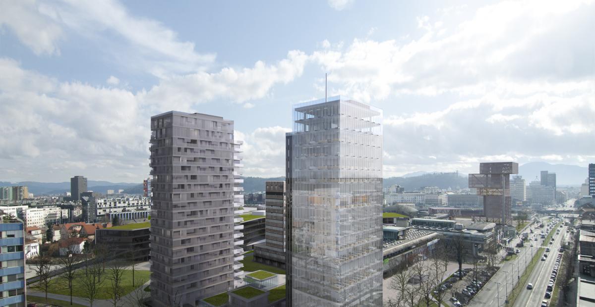 Stolpnica na križišču Dunajske in Linhartove, vir: Coloniarchitects Marko in Alessio Coloni