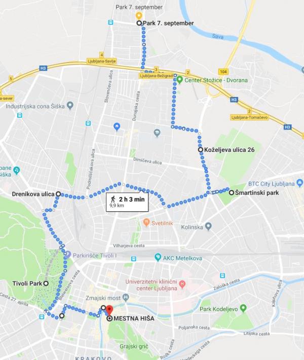 zemljevid trase FCR