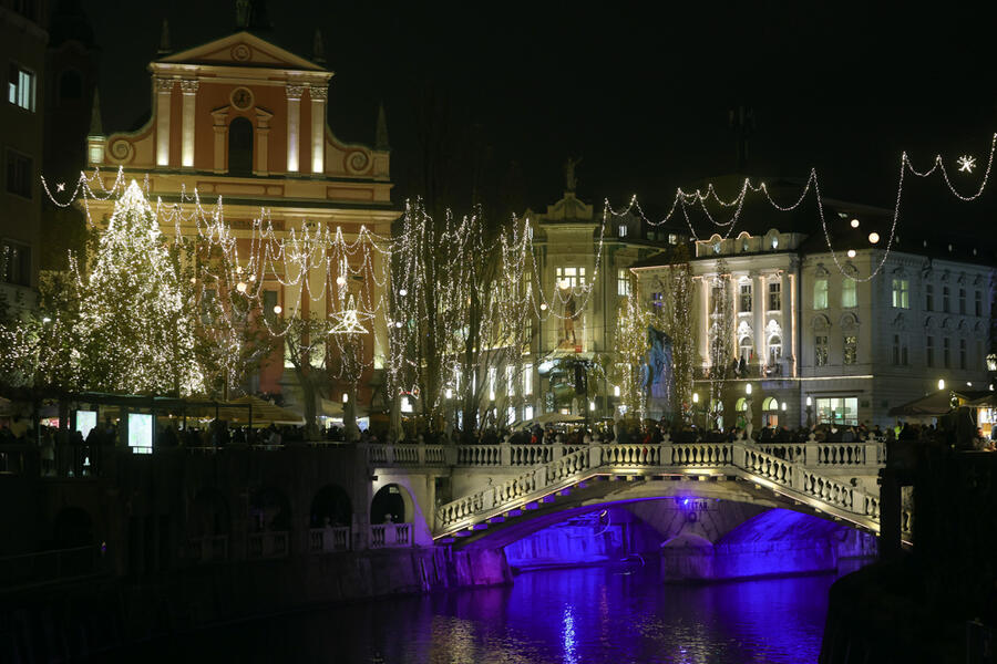 Festive Ljubljana lights.