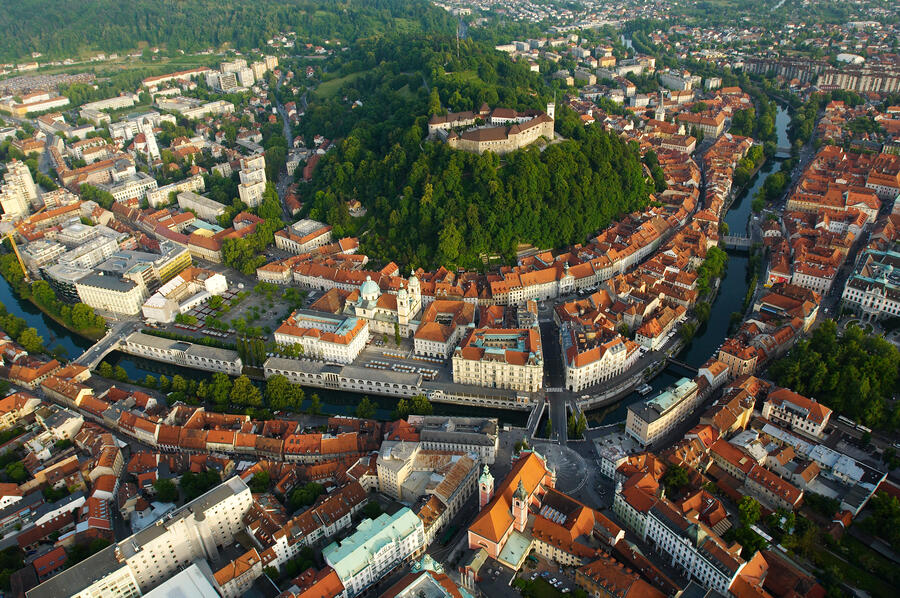 Air view of Ljubljana Castle, photo T.Jesenicnik, Tourism Ljubljana