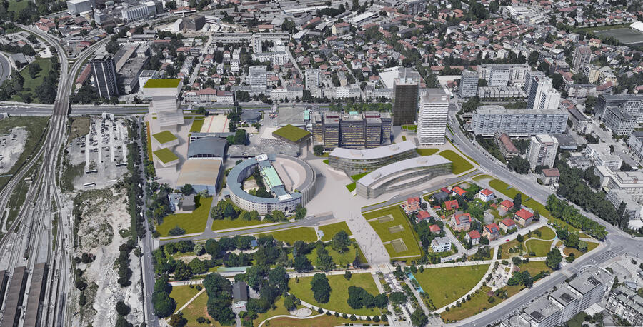 Urbanistična zasnova območja - Baragovo semenišče in Gospodarsko razstavišče, vir: Coloniarchitects Marko in Alessio Coloni