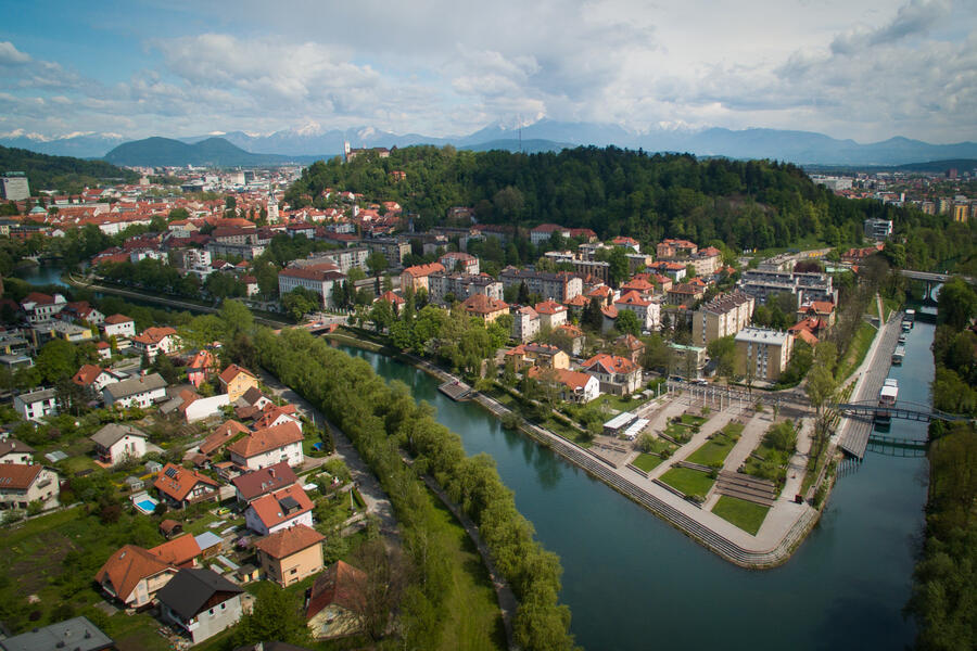 pogled na Ljubljanico iz zraka