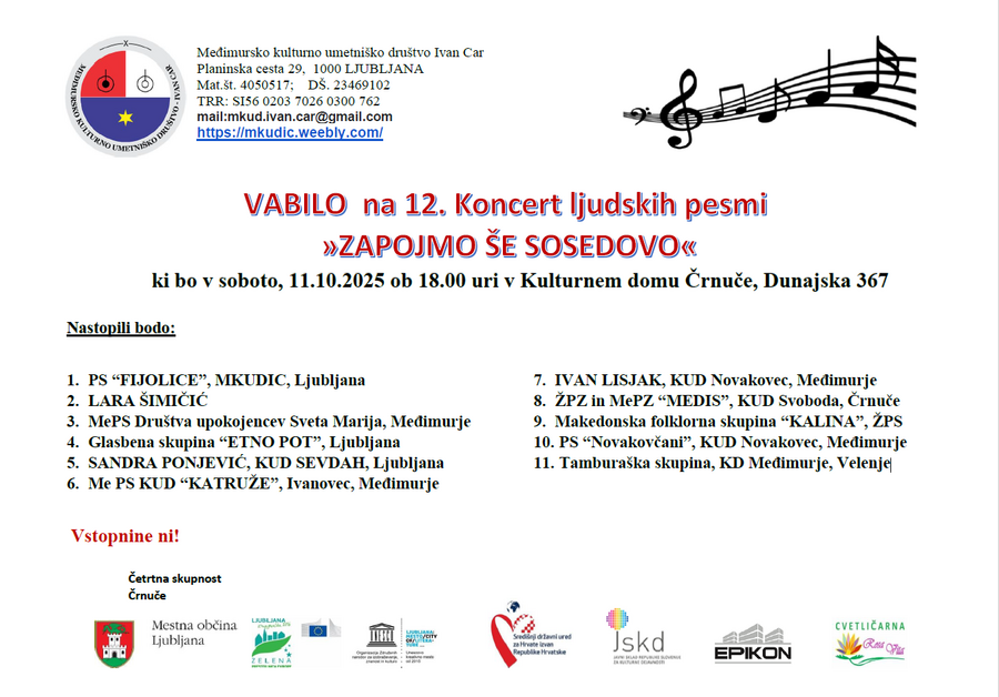 Koncert ljudskih pesmi vir CS Crnuce