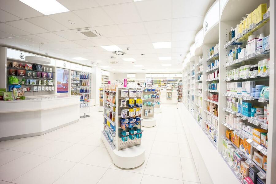 inside one of the Lekarna Ljubljana renovated pharmacies