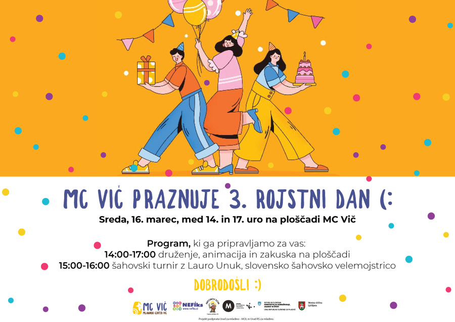 Plakat: MC Vič praznuje 3 rojstni dan 