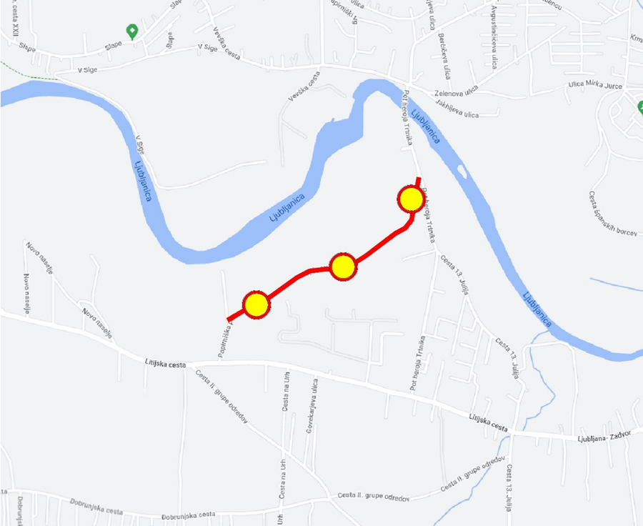 Zemljevid premične popolne zapore Papirniške poti. Foto: arhiv LPT