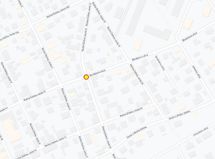 Zemljevid popolne zapore Škrabčeve ulice. Vir: LPT