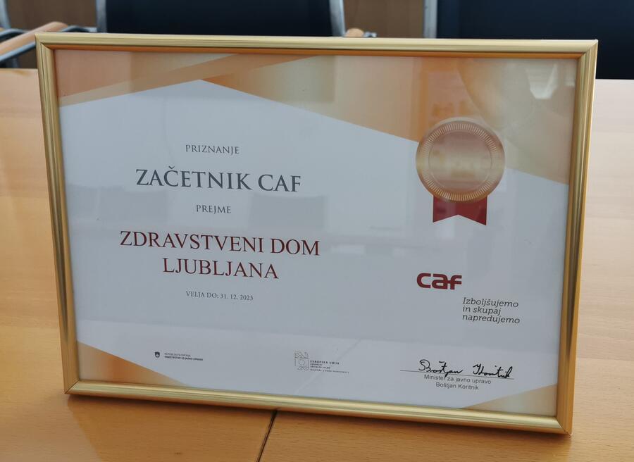 Priznanje Začetnik CAF za ZDL. Foto: ZDL