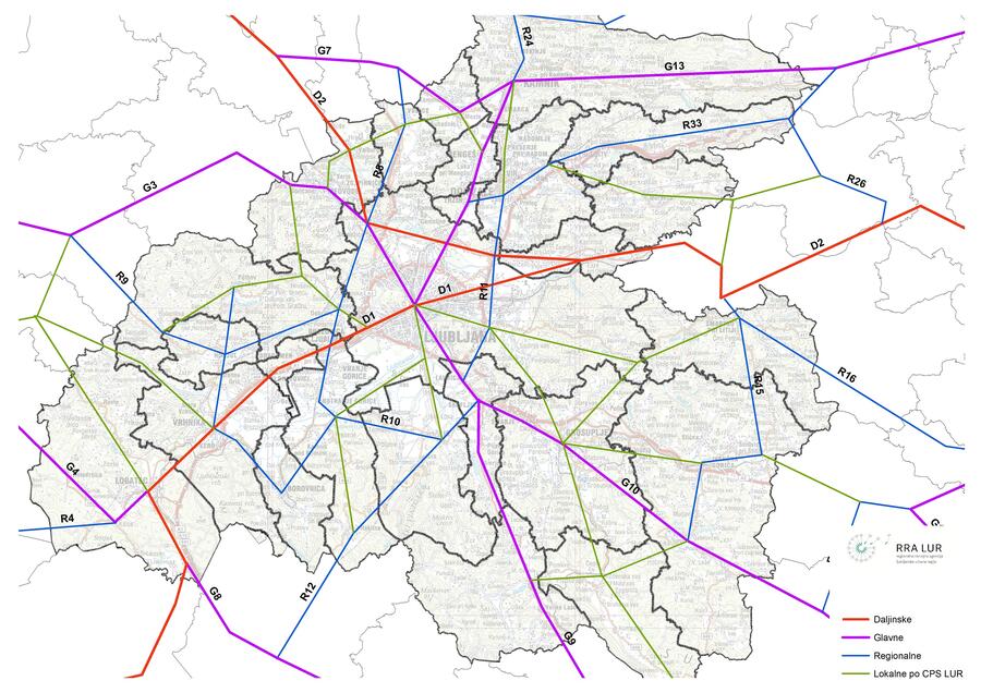 Zemljevid koridorjev državnih kolesarskih povezav