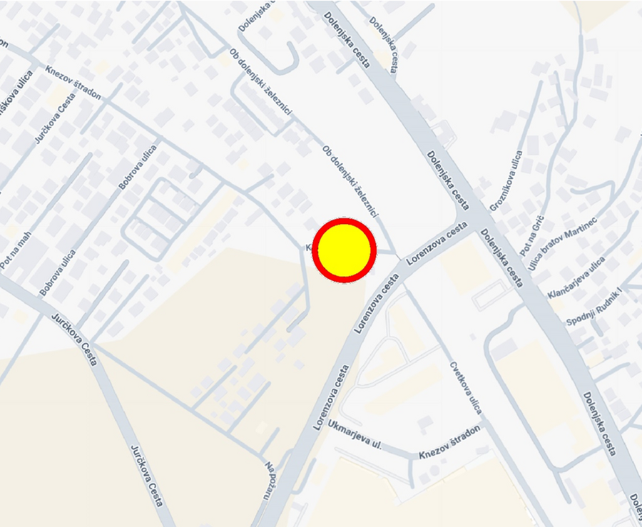 Zemljevid zapore Knezov Stradon. Vir: LPT
