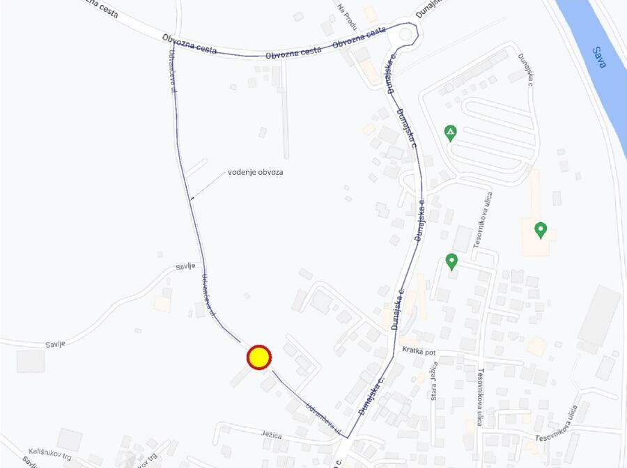 Zemljevid zapore Udavceve in obvoza. Vir: LPT