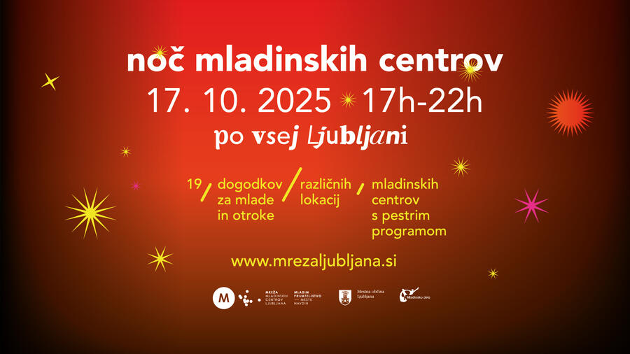 Banner Noč mladinskih centrov. Vir: ČS Dravlje