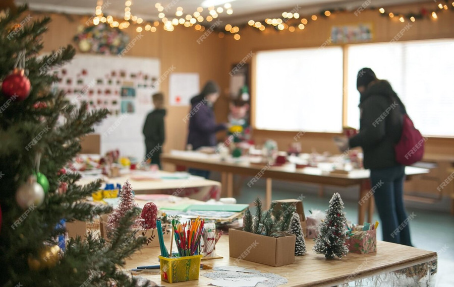 festive christmas crafts room with people working 1388373 5059