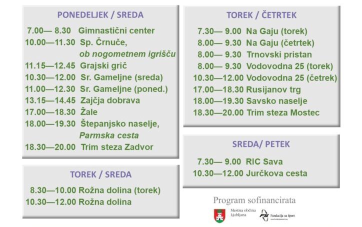 otoki sporta urnik