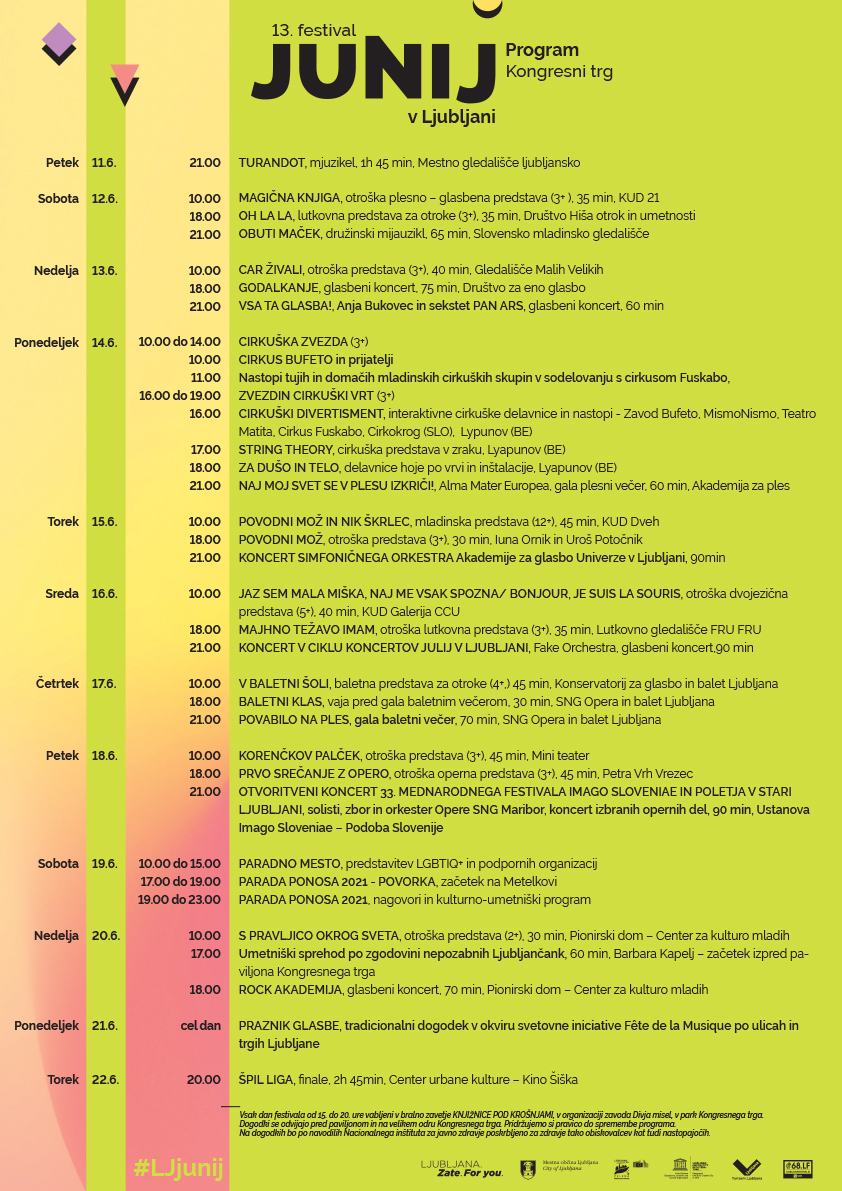 program Junij v Ljubljani 2021