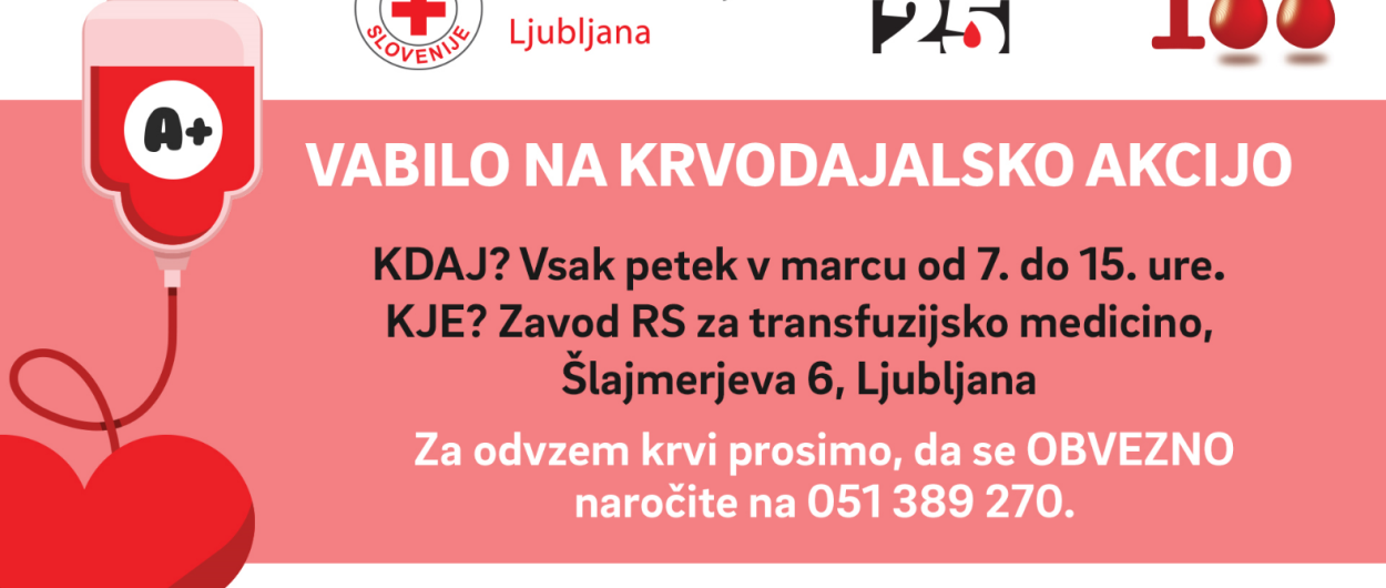 vabilo na krvodajalsko akcijo