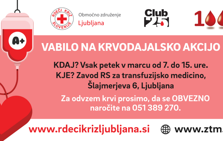 vabilo na krvodajalsko akcijo