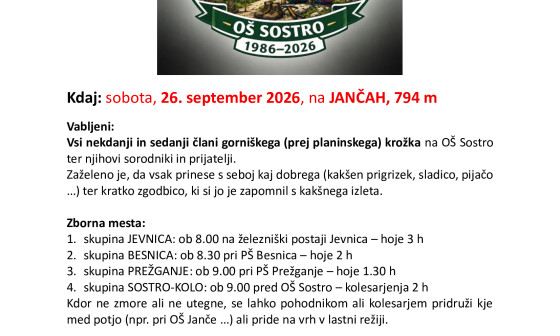 VABILO na srečanje ob 40 letnici gorništva na OŠ Sostro1